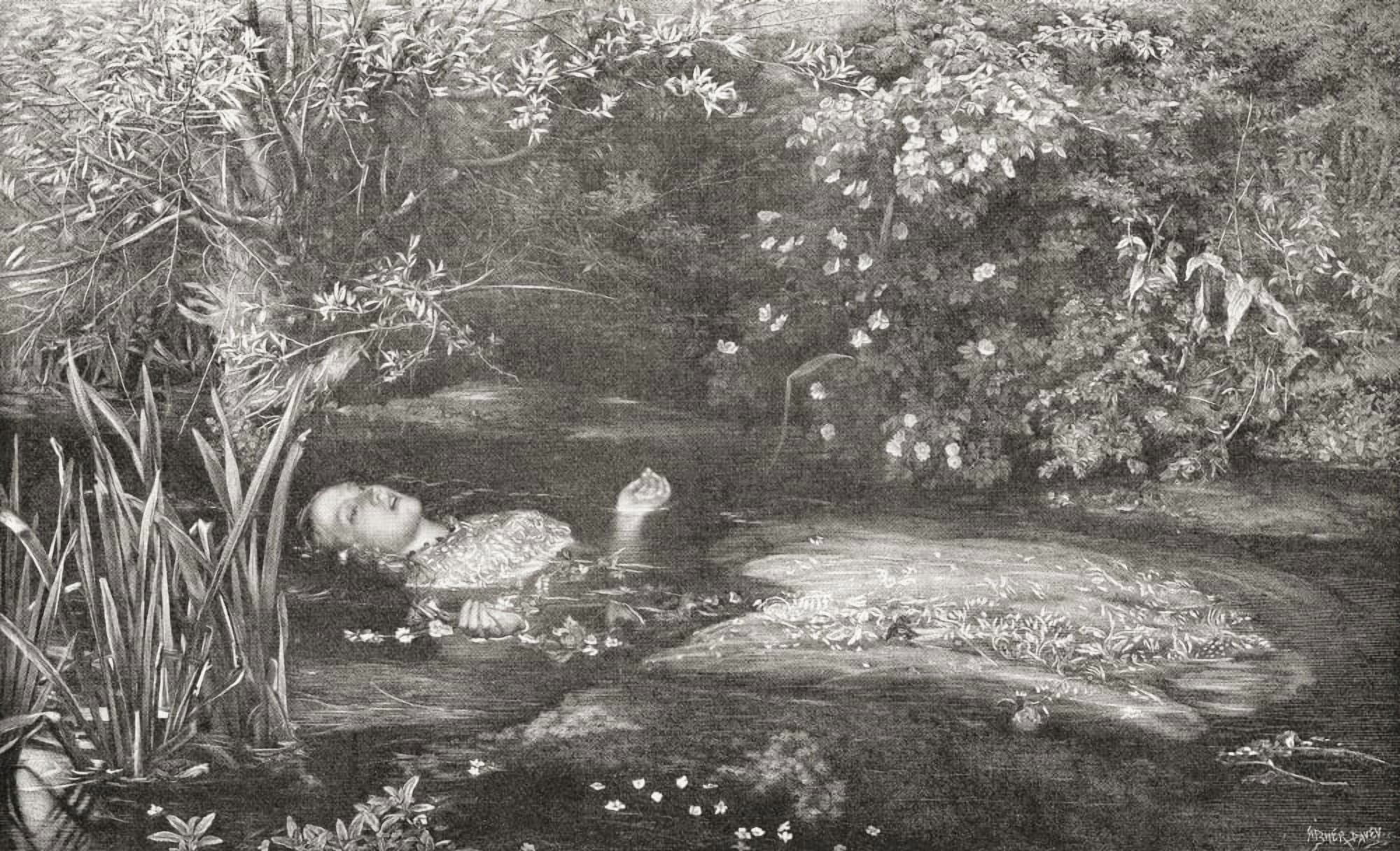 Posterazzi Ophelia After The Painting By Sir John Everett Millais Elizabeth Siddal Was The Model From The Strand Magazine Published 1896 Canvas Art - Ken Welsh  Design Pics (36 x 22)