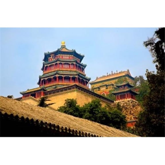 Posterazzi PDDAS07MGL0064 Tower in the Pavilion of Buddhist Fragrance Beijing China Poster Print by Miva Stock Danitadelimont - 30 x 20 in.