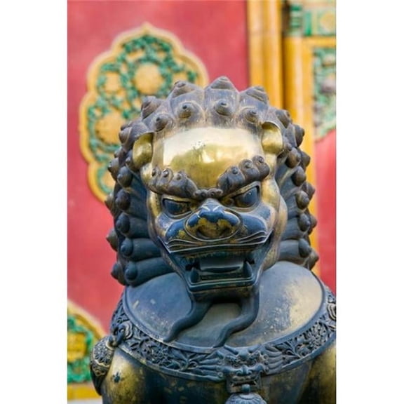 Posterazzi PDDAS07WBI0353 Bronze Lion the Forbidden City Beijing China Poster Print by Walter Bibikow Danitadelimont - 23 x 35 in.