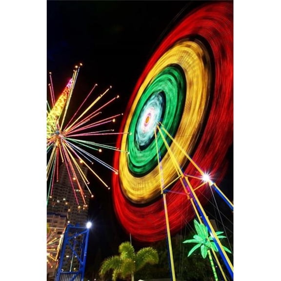 Posterazzi PDDAU01DWA0296 Amusement Park at Night Surfers Paradise Gold Coast Queensland Australia Poster Print by David Wall