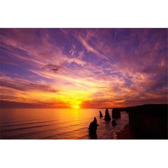 Posterazzi PDDAU01DWA1534 Sunset Twelve Apostles Port Campbell National Park Great Ocean Road Victoria Australia Print by David Wall