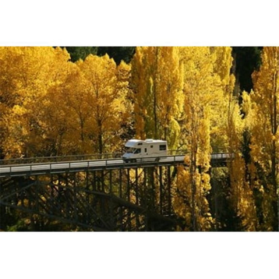 Posterazzi PDDAU02DWA0174 Autumn Colors Victoria Bridge Kawarau Gorge South Island New Zealand Print by David Wall