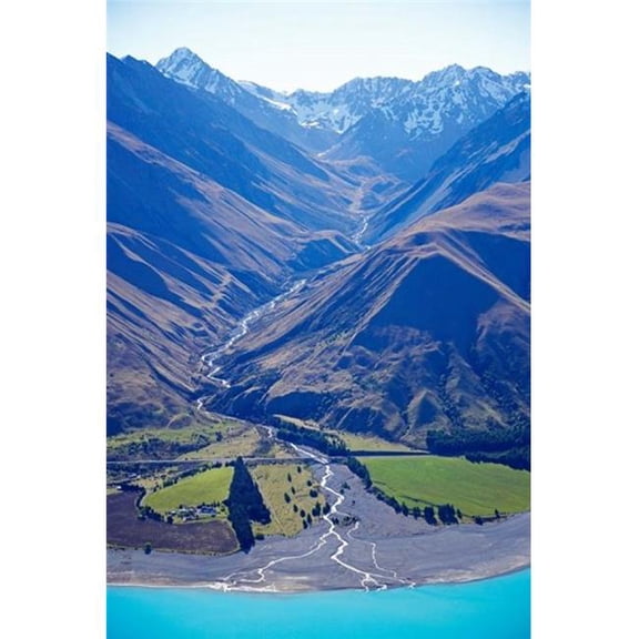 Posterazzi PDDAU02DWA1923 Lake Pukaki & Whale Stream Ben Ohau Range South Island New Zealand Print by David Wall