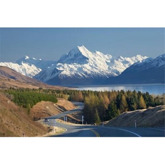 Posterazzi PDDAU02DWA6456 Road to Aoraki Mount Cook Mackenzie Country South Canterbury South Island New Zealand Print by David Wall
