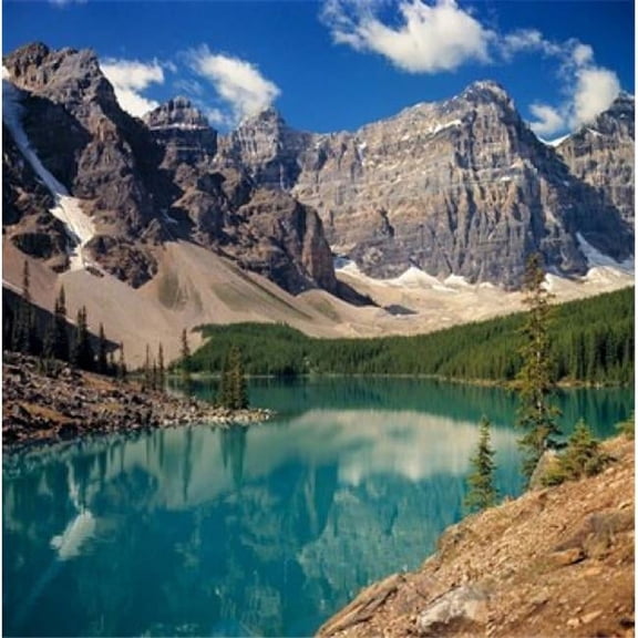 Posterazzi PDDCN01RER0034 Alberta Moraine Lake Valley of the Ten Peaks Poster Print by Ric Ergenbright - 26 x 26 in.