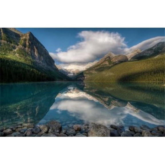 Posterazzi PDDCN02RKL0002 Lake Louise at Sunrise Banff National Park Canada Poster Print by Raymond Klass - 28 x 19 in.