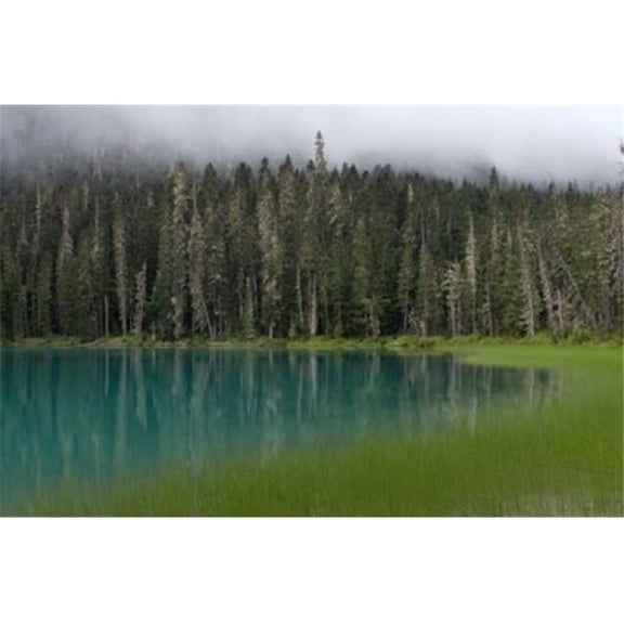 Posterazzi PDDCN02RKL0021 Blue Glacial Lake Evergreen Forest British Columbia Poster Print by Raymond Klass - 28 x 19 in.
