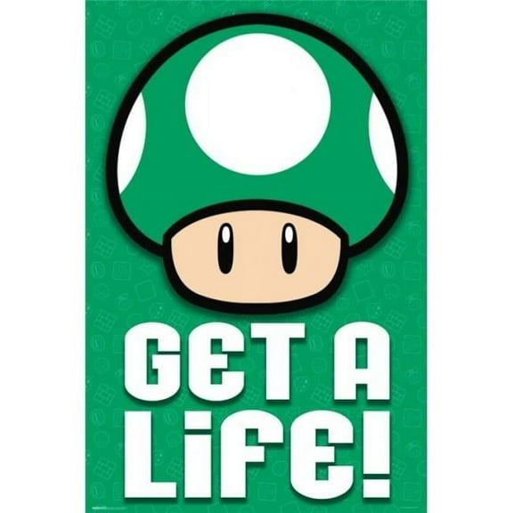 Posterazzi PYRPAS0732 Mario - 1 Up - Get a Life Poster Print - 24 x 36 in.