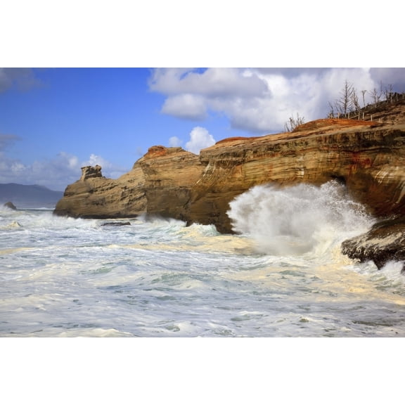 Posterazzi DPI1875853 Pacific City, Oregon, United States of America - Waves Crashing Along The Coast At Cape Kiwanda Poster Print, 19 x 12
