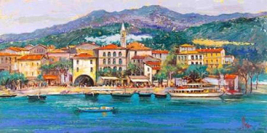 Posterazzi Paese sul Lago Canvas Art - Luigi Florio (24 x 48)