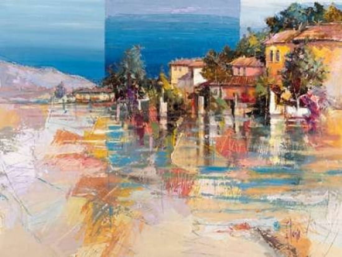 Posterazzi Paese sul lago Canvas Art - Luigi Florio (22 x 28)