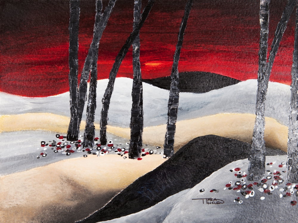 Posterazzi Painting of a dramatic landscape with red sky Canvas Art - Tara Thelen Design Pics (32 x 24)