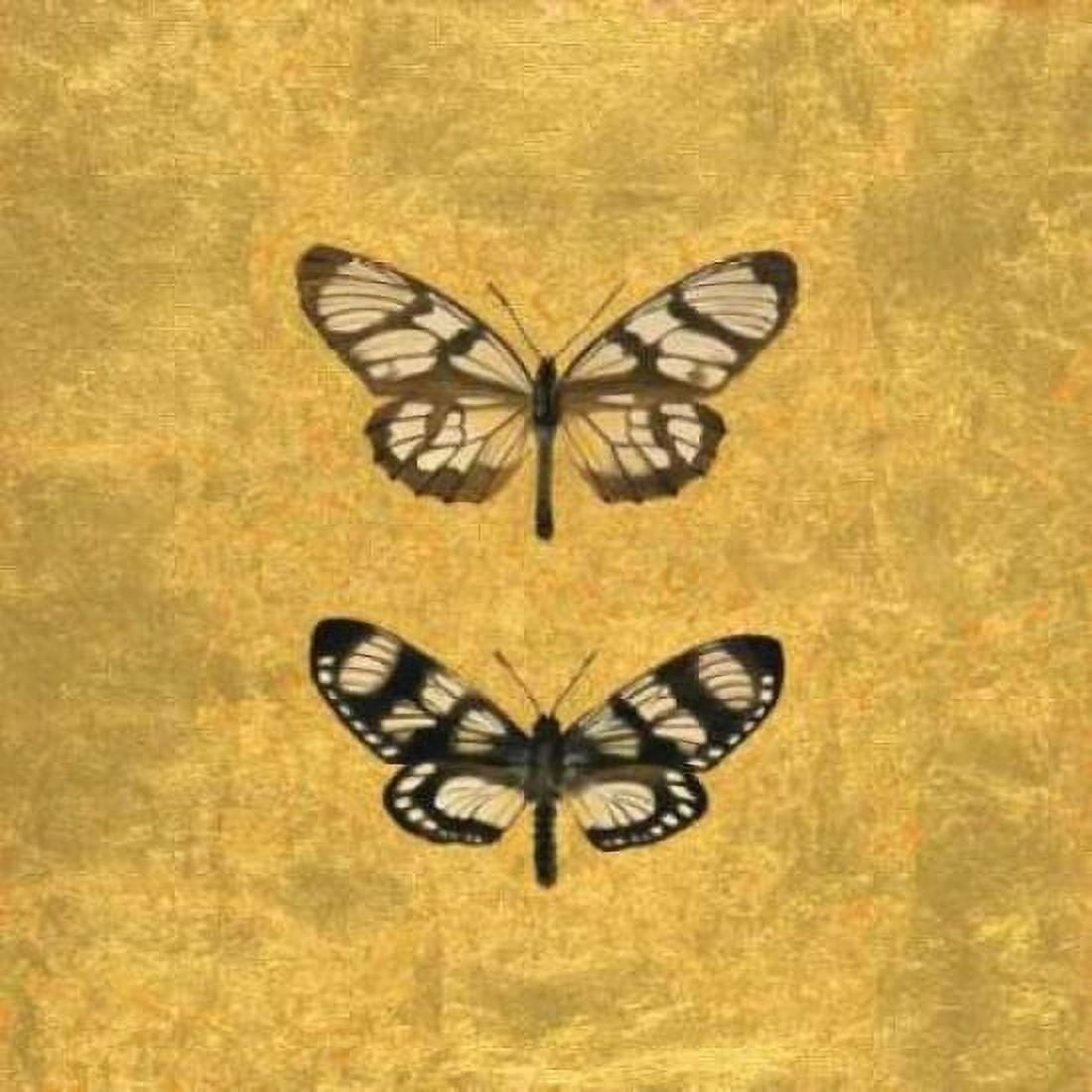 Posterazzi Pair of Butterflies on Gold Canvas Art - Joanna Charlotte (24 x 24)