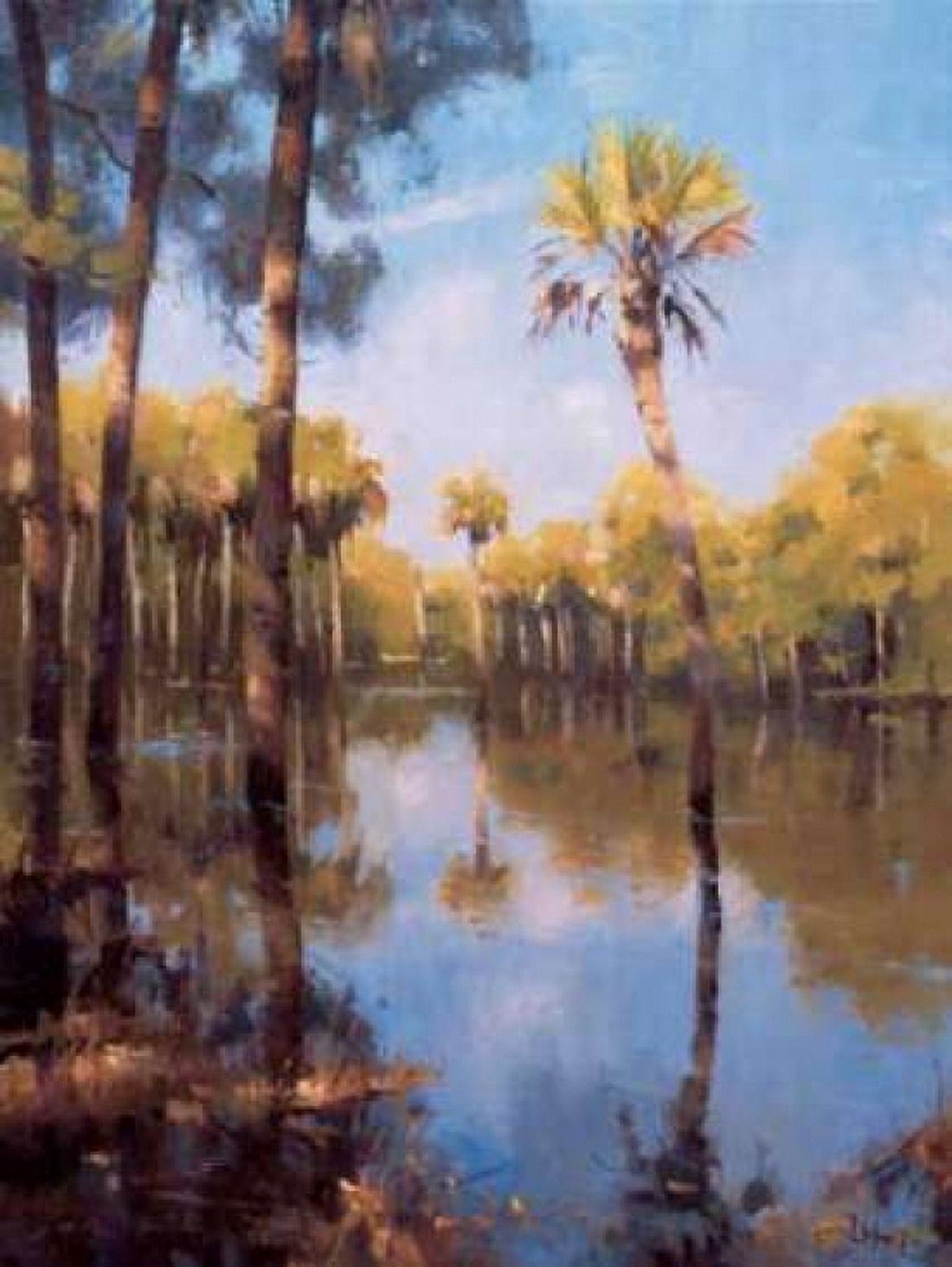 Posterazzi Palms on Water II Canvas Art - Larry Moore (18 x 24)