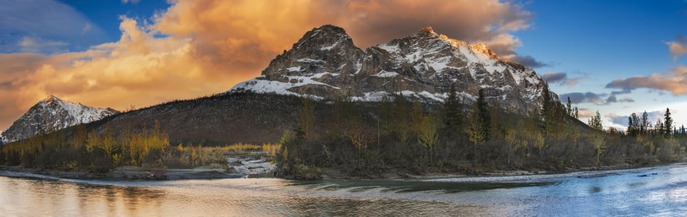 Posterazzi Panoramic scenic of Mt Sukakpak at sunset along the Middle Fork of the Koyukuk River in the Brooks Range Arctic Alaska Autumn Canvas Art - Carl Johnson Design Pics (44 x 14)