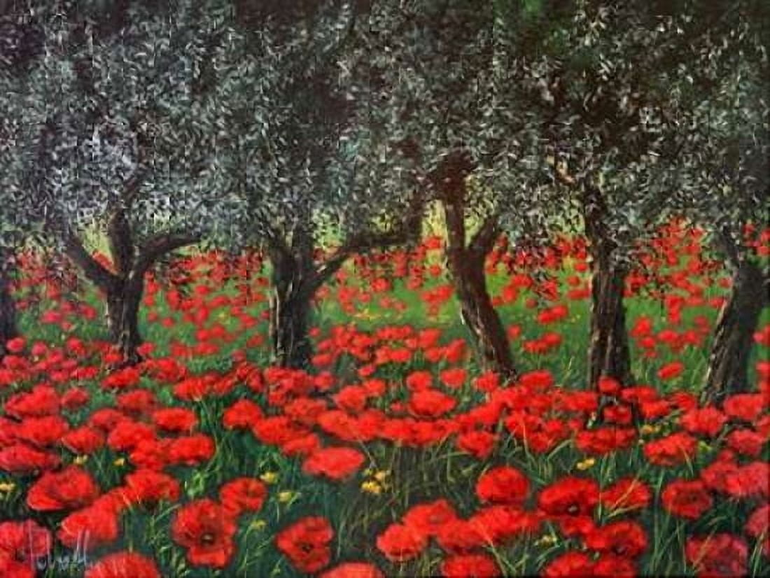 Posterazzi Papaveri sotto gli ulivi Canvas Art - Tebo Marzari (22 x 28)
