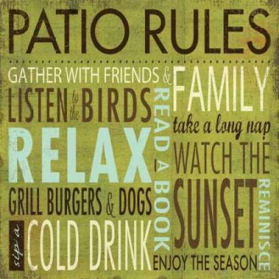 Posterazzi Patio Rules Canvas Art - Stephanie Marrott (24 x 24)