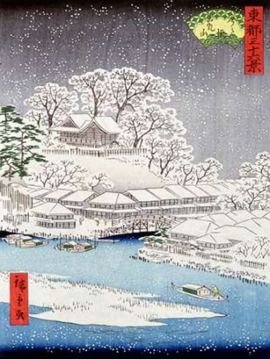 Posterazzi Paysage sous la neige Canvas Art - Hokusai (22 x 28)