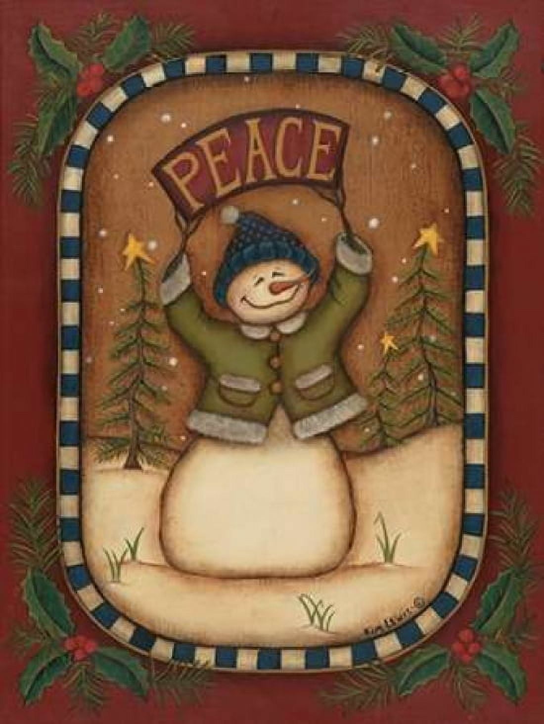 Posterazzi Peace Snowman Canvas Art - Kim Lewis (18 x 24)