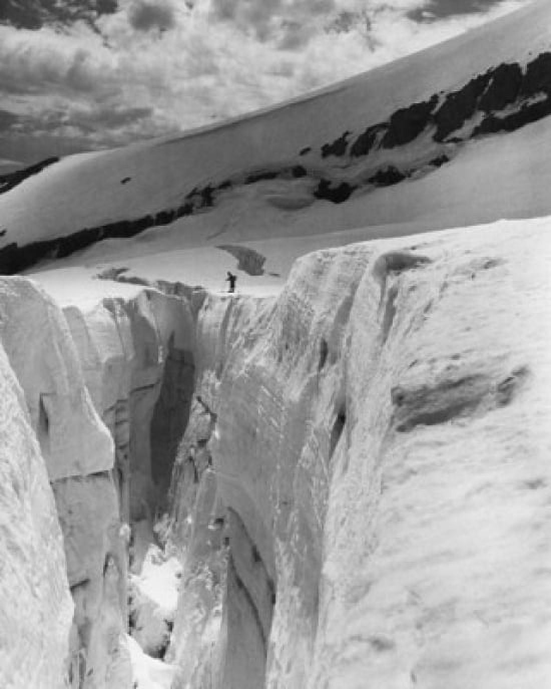 Posterazzi Person skiing near a crevasse Eliot Glacier Crevasse Mount Hood Oregon USA Canvas Art - (24 x 36)
