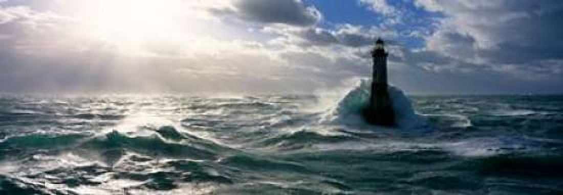 Posterazzi Phare d Ar-Men Mer d iroise Canvas Art - Jean Guichard (24 x 48)
