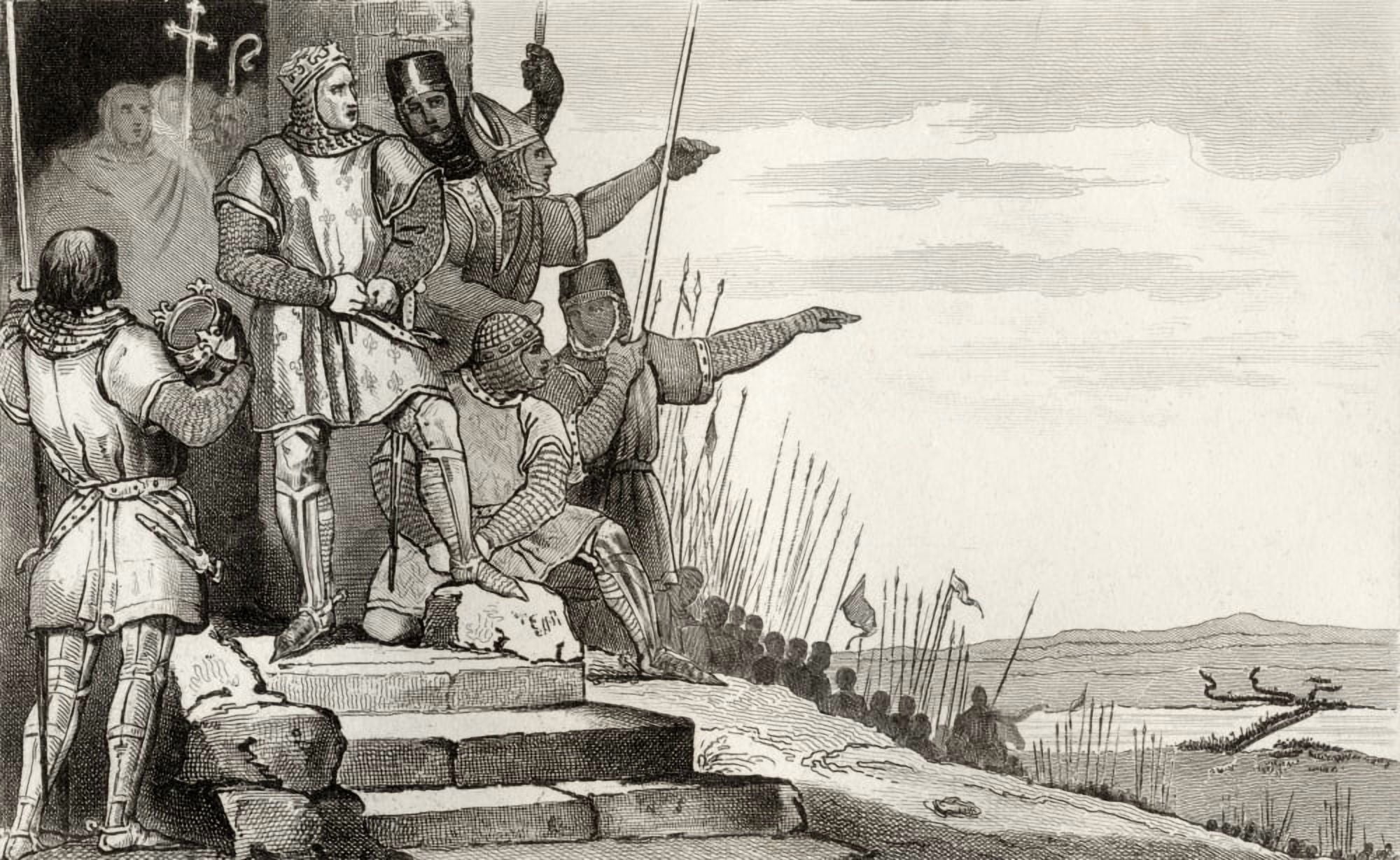 Posterazzi Philippe Ii Auguste 1165 To 1223 Wins The Battle Of Bouvines 1214 After Prayer From Histoire De France By Colart Published Circa 1840 Canvas Art - Ken Welsh Design Pics (36 x 22)