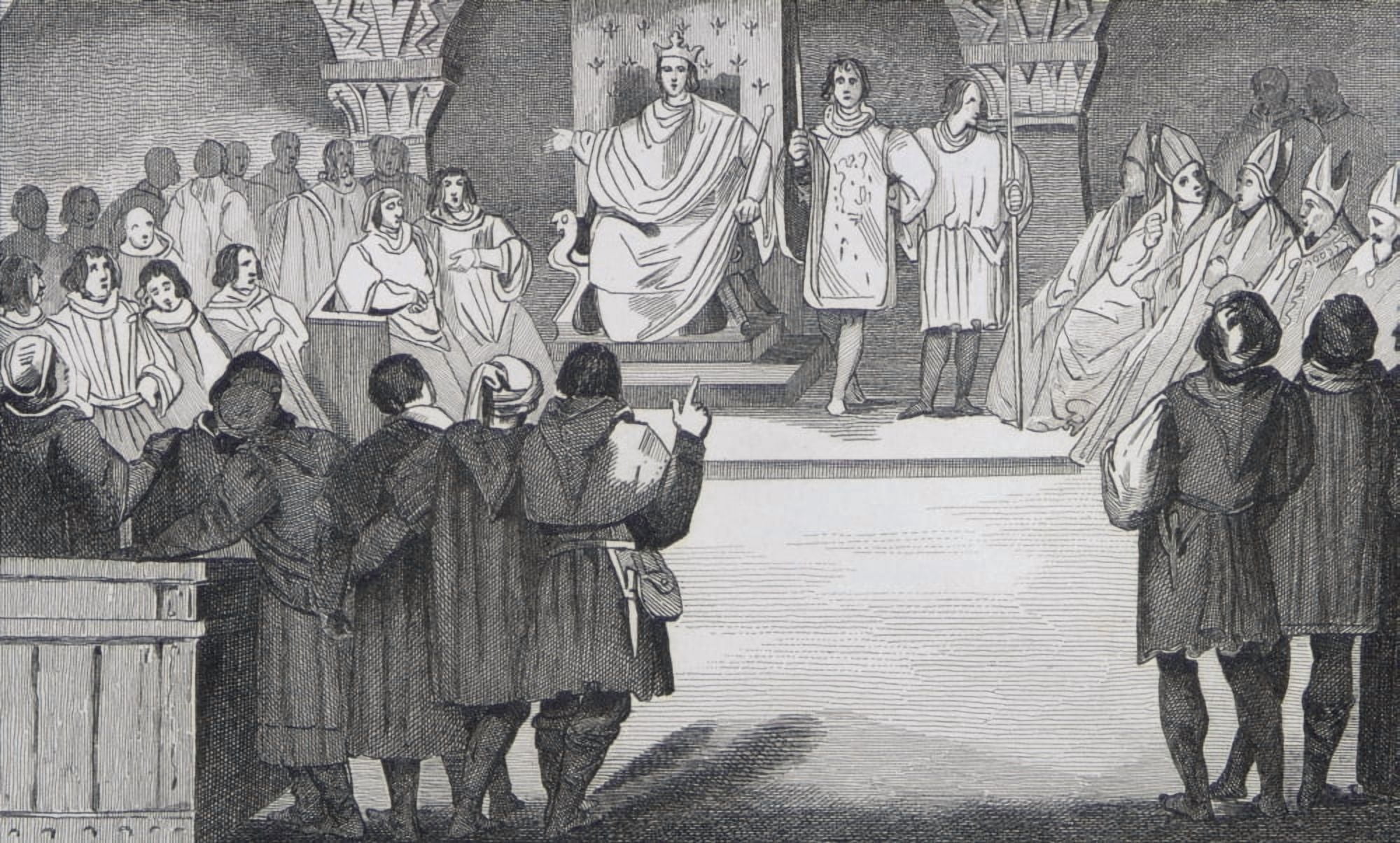 Posterazzi Philippe Iv Le Bel 1268 To 1314 Reunites The States General In The Louvre From Histoire De France By Colart Published Circa 1840 Canvas Art - Ken Welsh Design Pics (36 x 22)