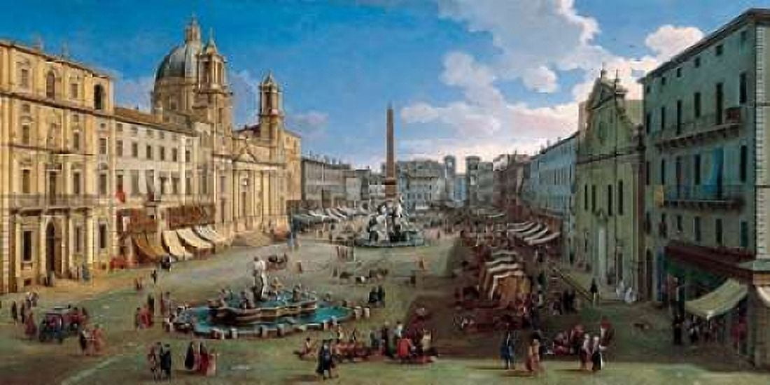 Posterazzi Piazza Navona Rome Canvas Art - Gaspar van Wittel (10 x 20)