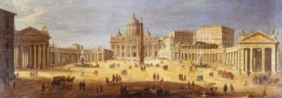 Posterazzi Piazza San Pietro Rome Canvas Art - Gaspar van Wittel (24 x 48)