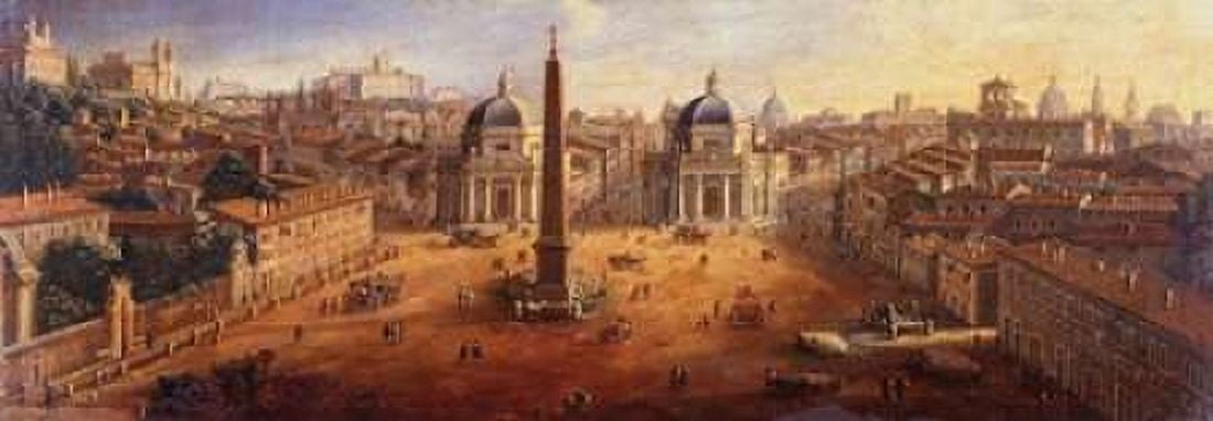 Posterazzi Piazza del Popolo Rome Canvas Art - Gaspar van Wittel (10 x 20)
