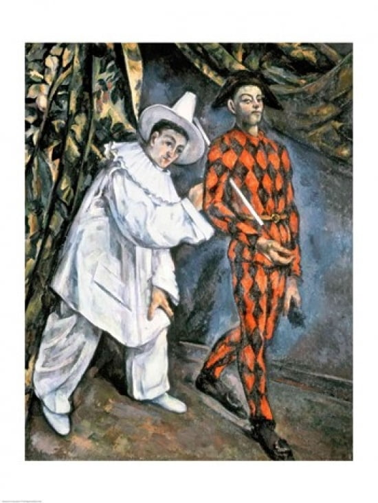 Posterazzi Pierrot and Harlequin Canvas Art - Paul Cezanne (24 x 36)