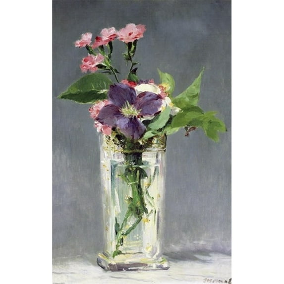 Posterazzi BALXIR38997L Pinks & Clematis in A Crystal Vase C.1882 Poster Print by Edouard Manet - 24 x 38 in. - Large