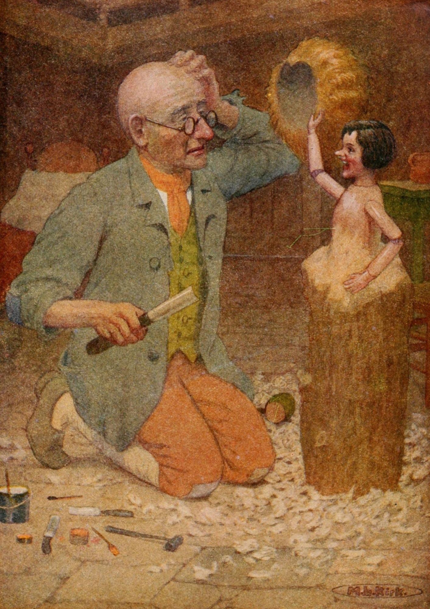 Posterazzi Pinnochio 1920 He saw his yellow wig in the puppets hand Canvas Art - Maria Kirk (24 x 36)