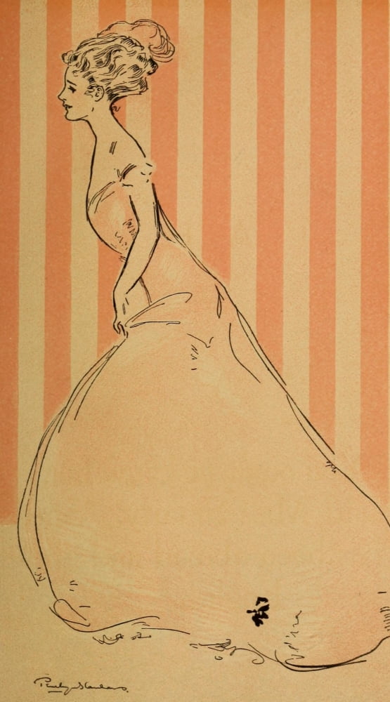 Posterazzi Pippins & peaches 1909 Lady with pink striped wallpaper Canvas Art - Penrhyn Stanlaws (24 x 36)