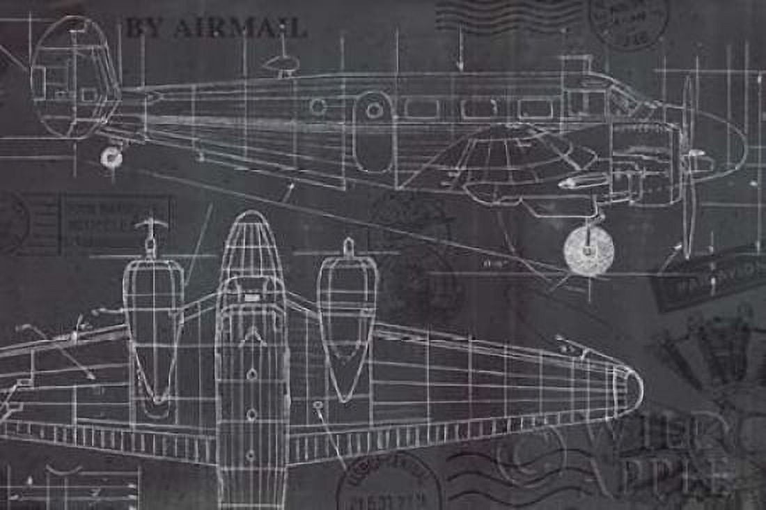 Posterazzi Plane Blueprint I Canvas Art - Marco Fabiano (24 x 36)