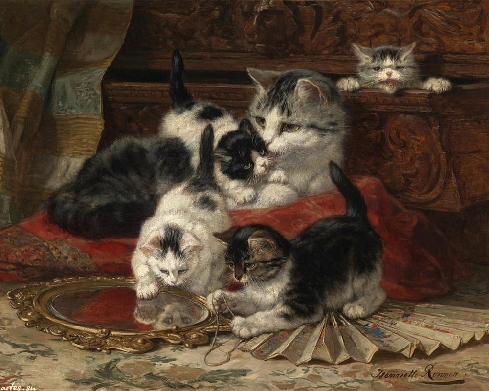 Posterazzi Playful Kittens Canvas Art - Henriette Ronner-Knip (24 x 36)