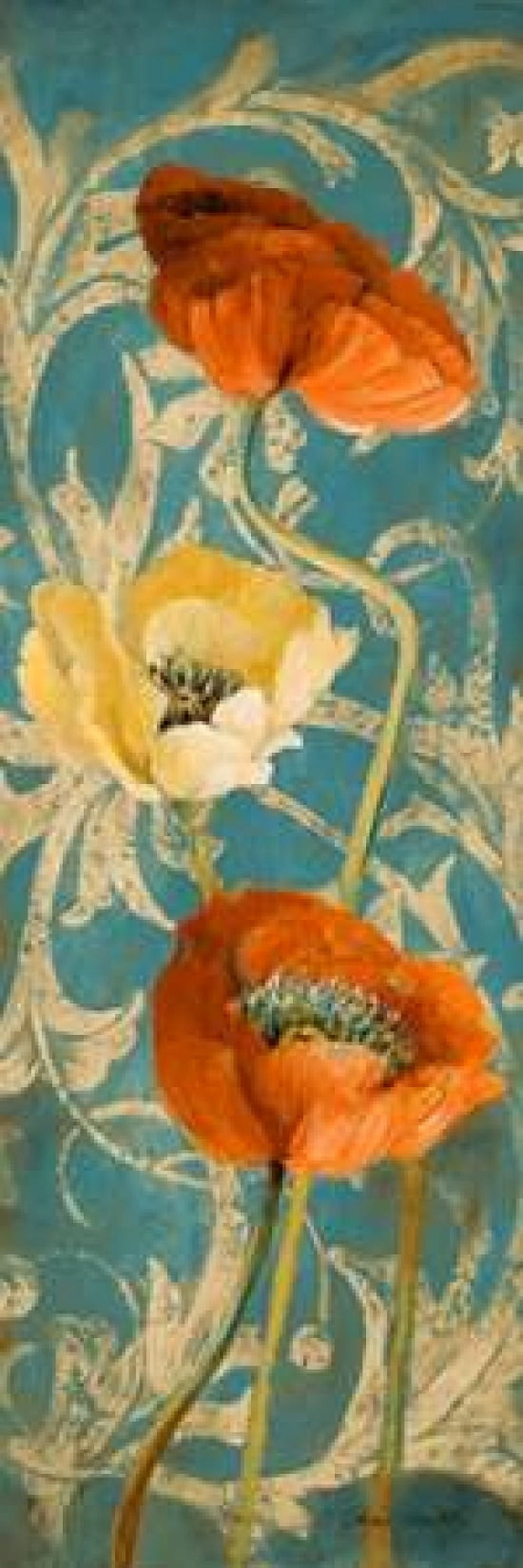 Posterazzi Poppies de Bleu I - enhanced Canvas Art - Lanie Loreth (12 x 36)
