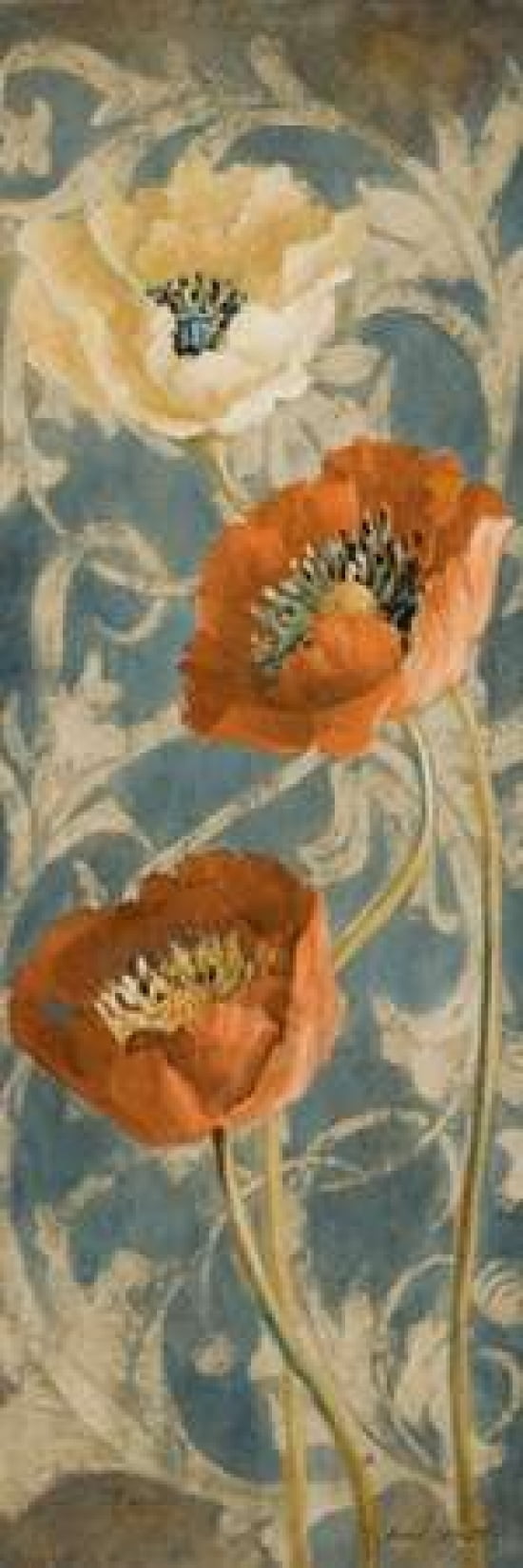 Posterazzi Poppies de Bleu II Canvas Art - Lanie Loreth (12 x 36)