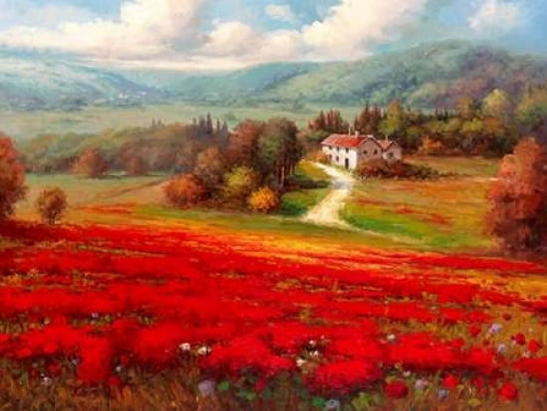 Posterazzi Poppy Fields Afar Canvas Art - Marino (18 x 24)