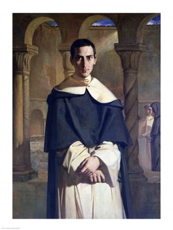 Posterazzi Portrait of Jean Baptiste Henri Lacordaire Canvas Art - Theodore Chasseriau (24 x 36)