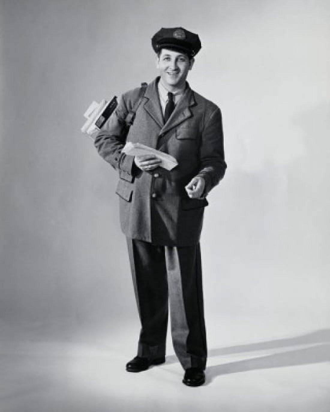 Posterazzi Portrait of a mailman holding letters and smiling Canvas Art -  (24 x 36)