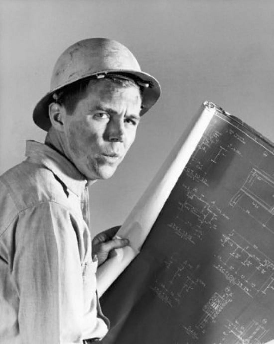 Posterazzi Portrait of a male architect holding a blueprint Canvas Art -  (24 x 36)