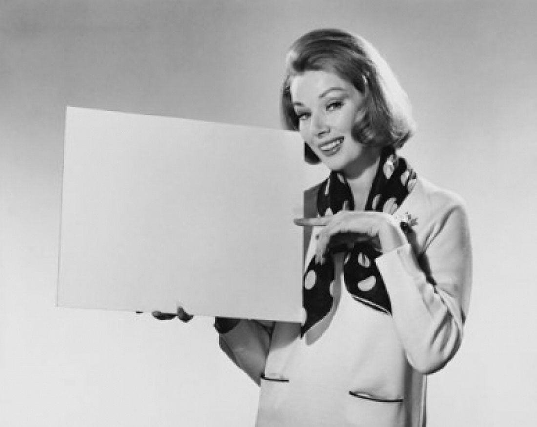 Posterazzi Portrait of a young woman holding a blank placard Canvas Art -  (24 x 36)