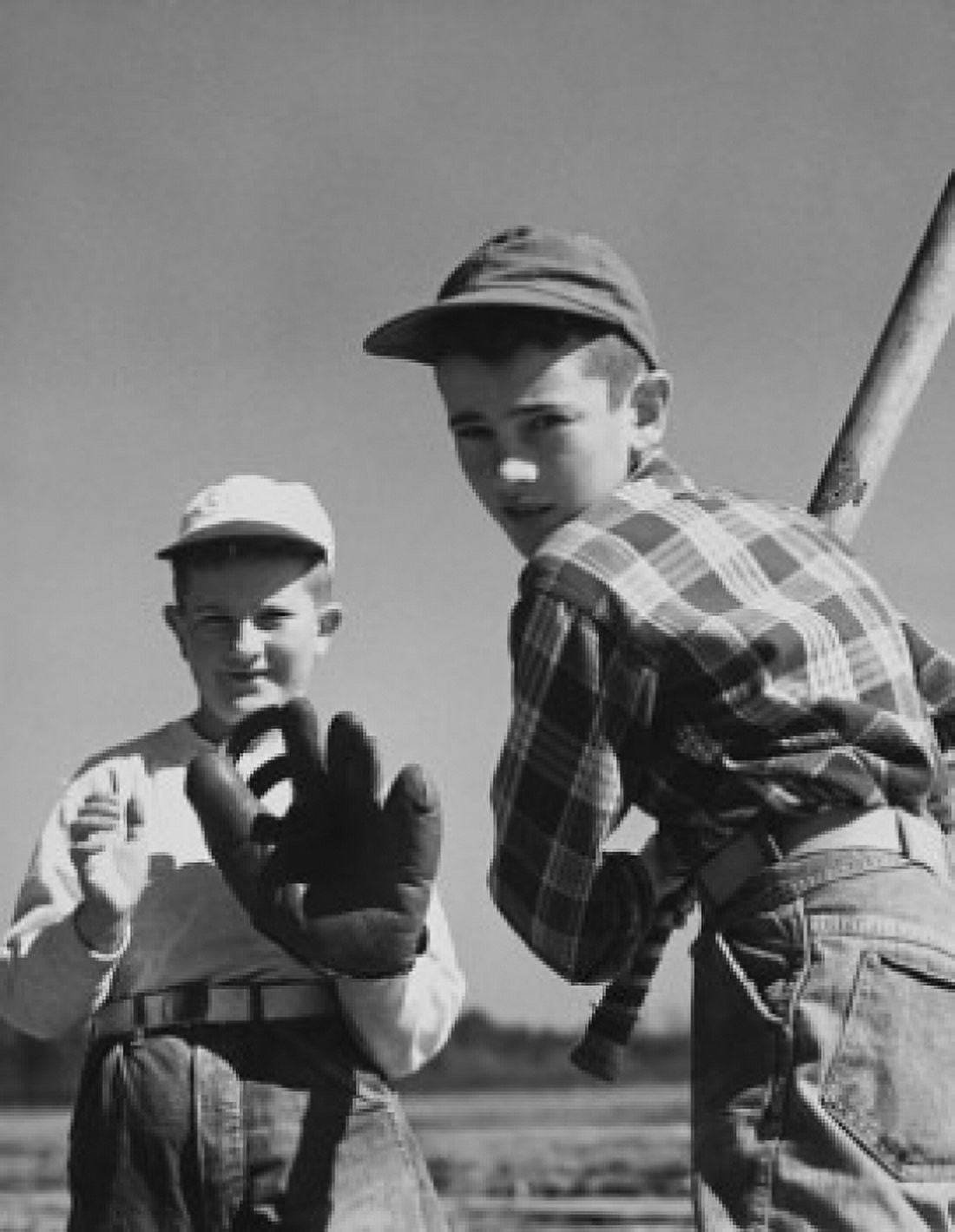 Posterazzi Portrait of two boys playing baseball Canvas Art - (24 x 36)
