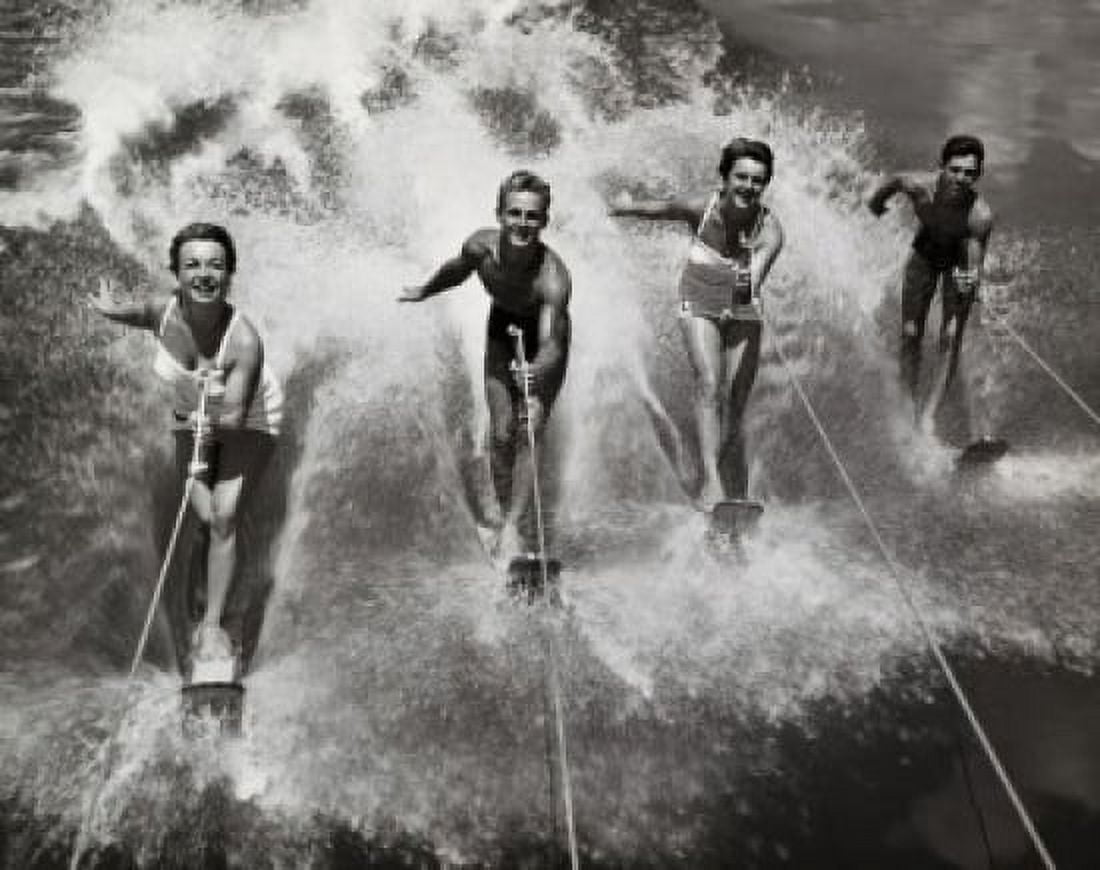 Posterazzi Portrait of two young couples waterskiing Canvas Art - (24 x 36)