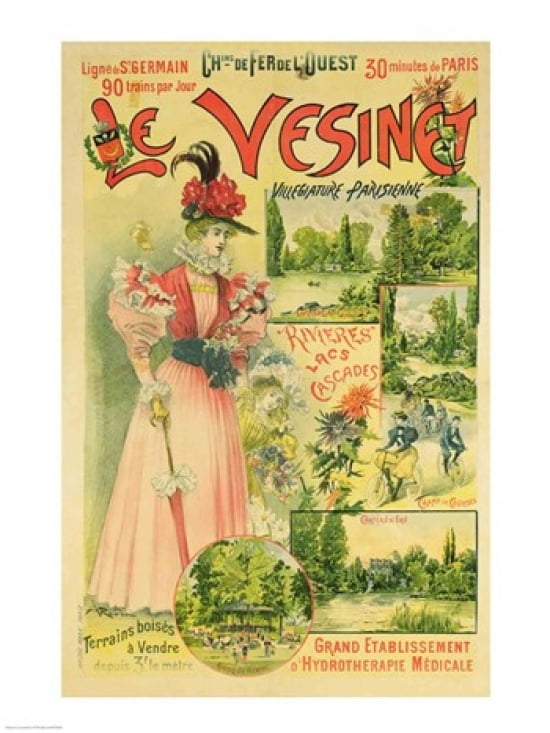 Posterazzi Poster for the Chemins de Fer de lOuest to Le Vesinet Canvas Art - Albert Robida (24 x 36)