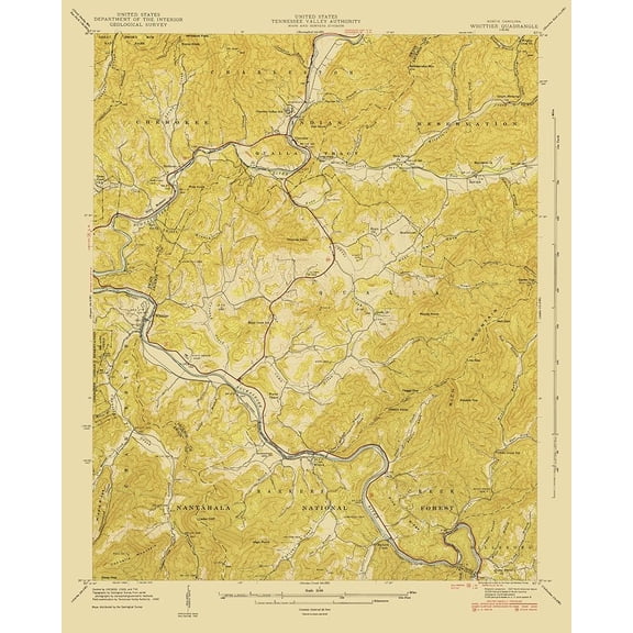 Whittier North Carolina Quad - USGS 1935 Poster Print by USGS USGS (24 x 36) # NCWH0002