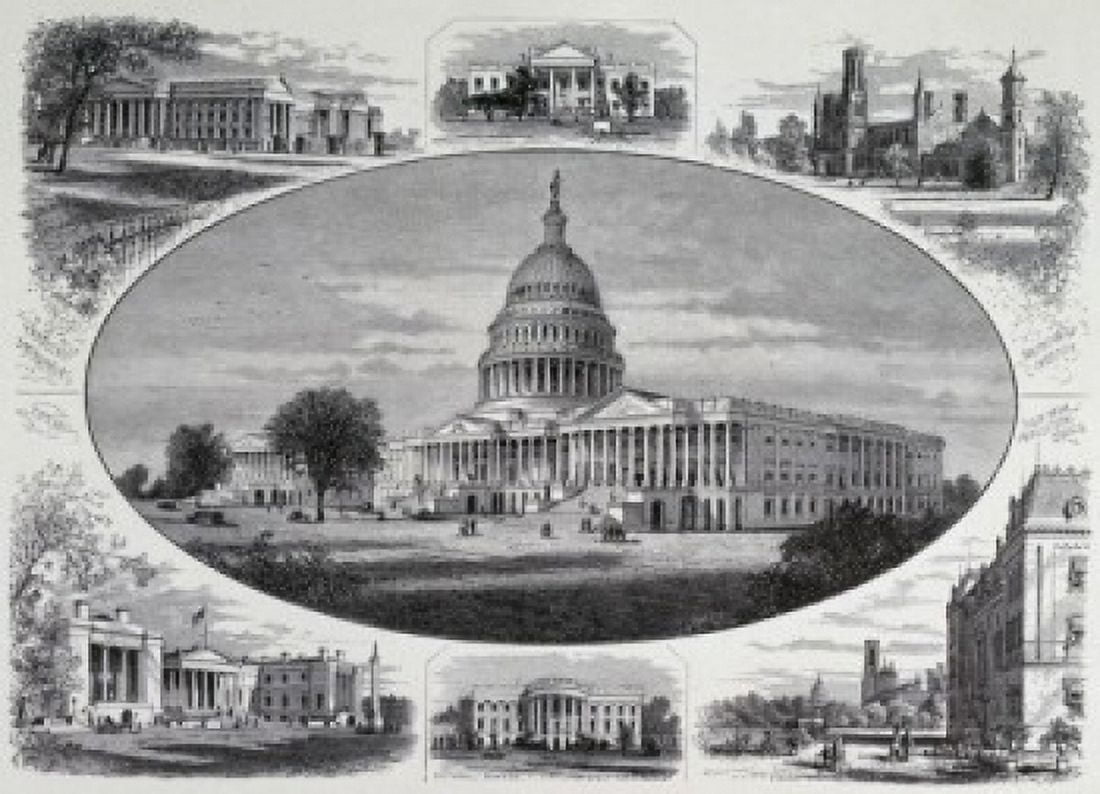 Posterazzi Public Buildings In Washington Artist Unknown Etching Canvas Art - (24 x 36)