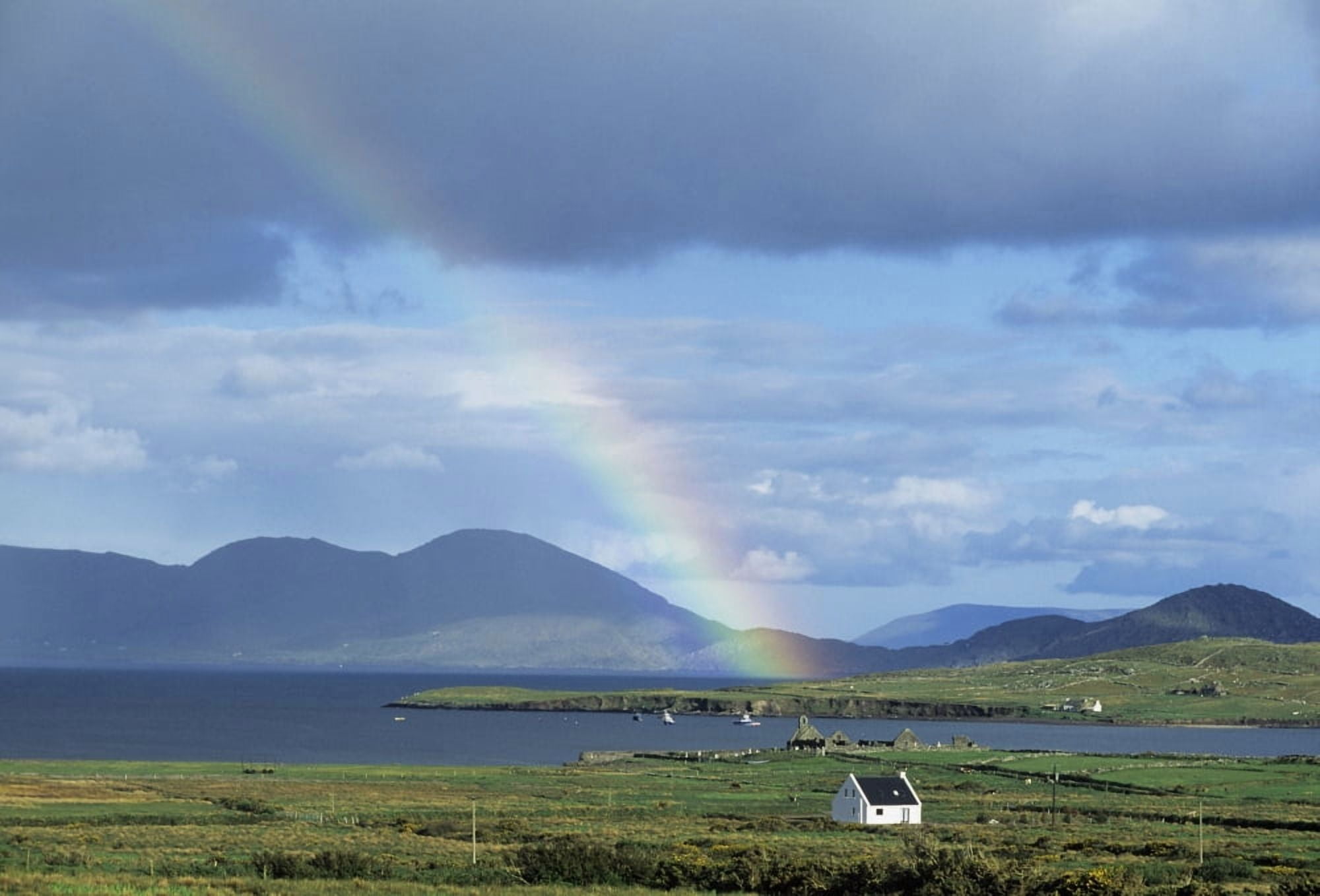 Posterazzi Rainbow Over Mountains Ballinskelligs Ring Of Kerry County Kerry Republic Of Ireland Canvas Art - The Irish Image Collection Design Pics (36 x 24)