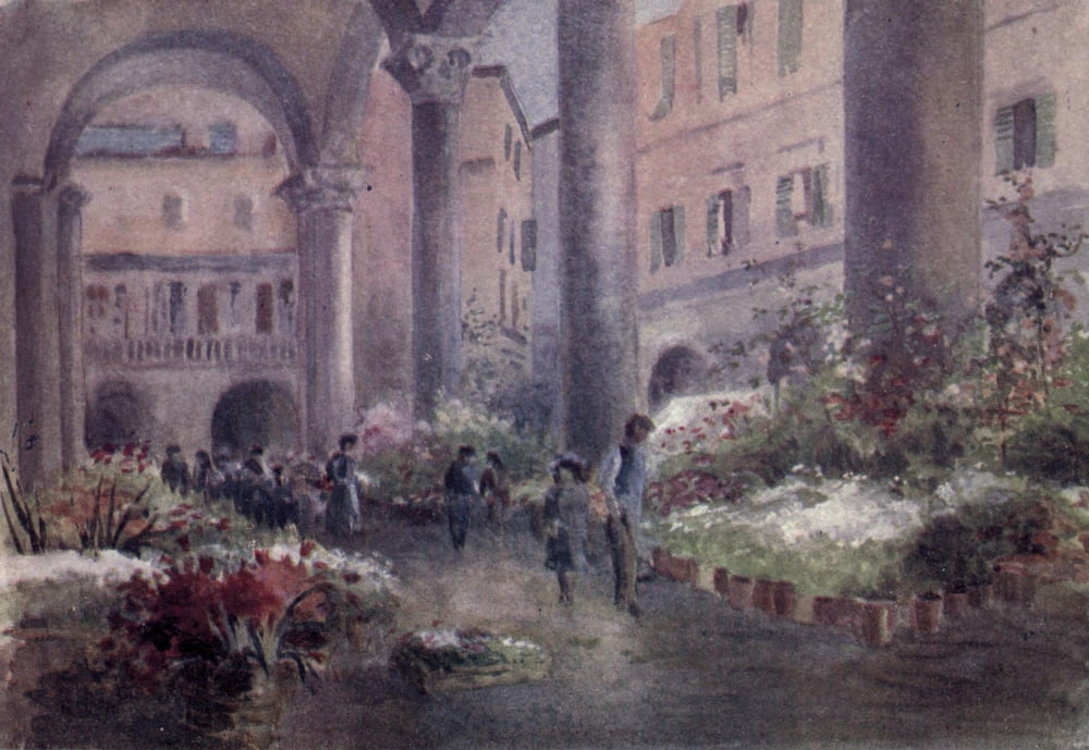 Posterazzi Rambles in Florence 1912 In the Flower Market Canvas Art - Rose McAndrew (24 x 36)